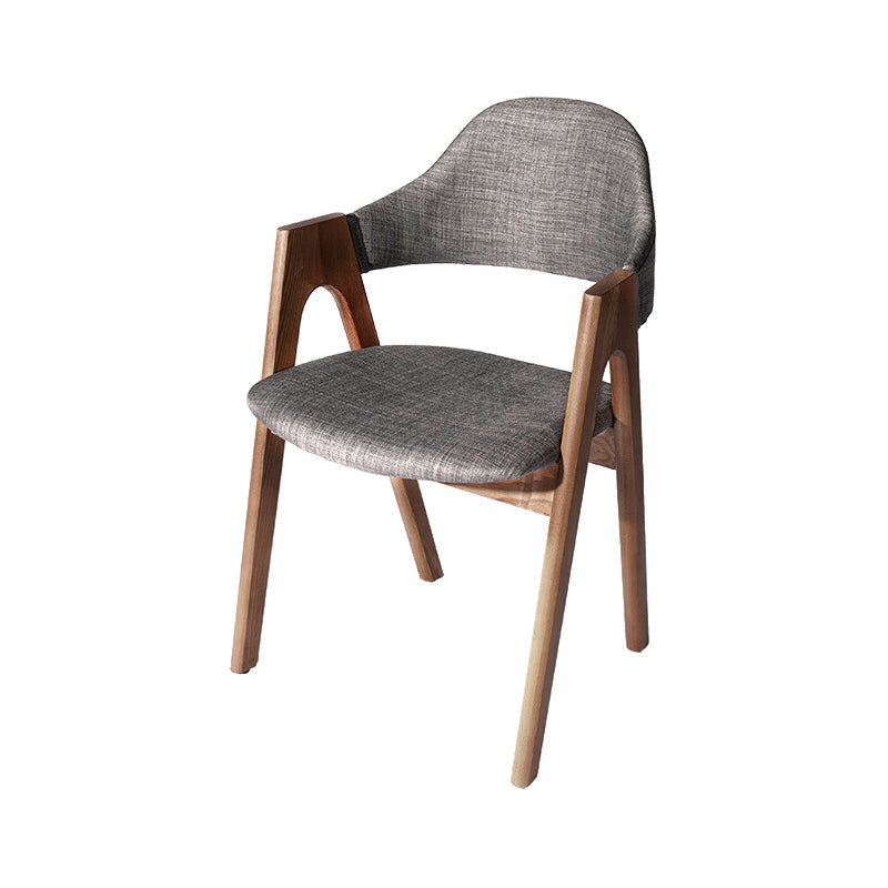 Scandinavian Study Room Open Back Arm Chair Upholstered Matte Finish Dining Chair Silver Gray 1 Piece Clearhalo ' kitchen&dining_furn' 'Dining Chairs' 'Dining Tables & Seating' 'dining_chair' 'furn' 'furn_dining_chair' 'Furniture' 'furniture_dining_chair' 'Kitchen & Dining Furniture' 'kitchen' 4261149