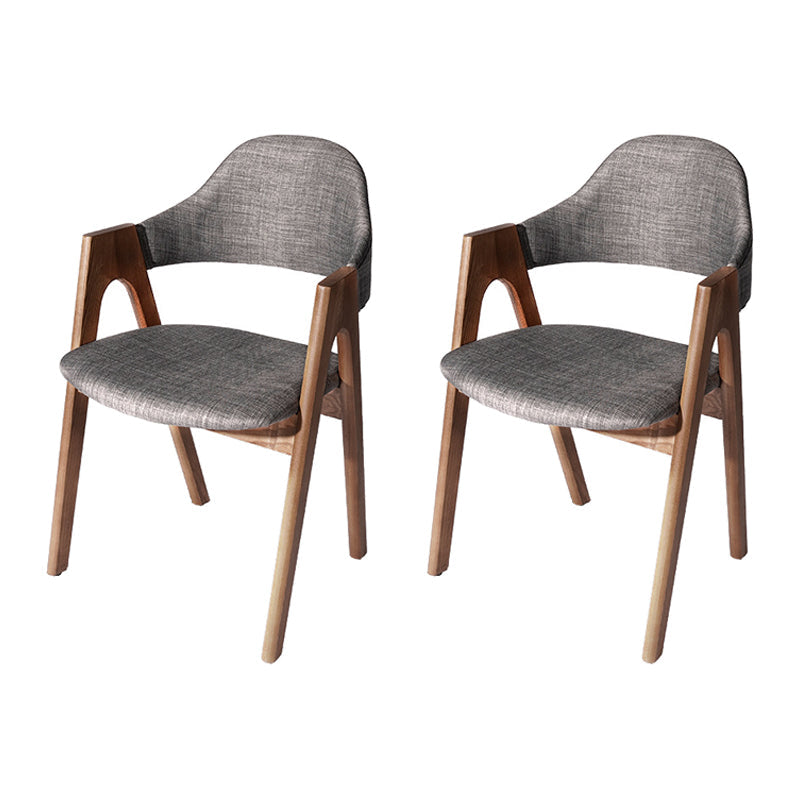 Scandinavian Study Room Open Back Arm Chair Upholstered Matte Finish Dining Chair Silver Gray 2 Piece Set Clearhalo ' kitchen&dining_furn' 'Dining Chairs' 'Dining Tables & Seating' 'dining_chair' 'furn' 'furn_dining_chair' 'Furniture' 'furniture_dining_chair' 'Kitchen & Dining Furniture' 'kitchen' 4261150