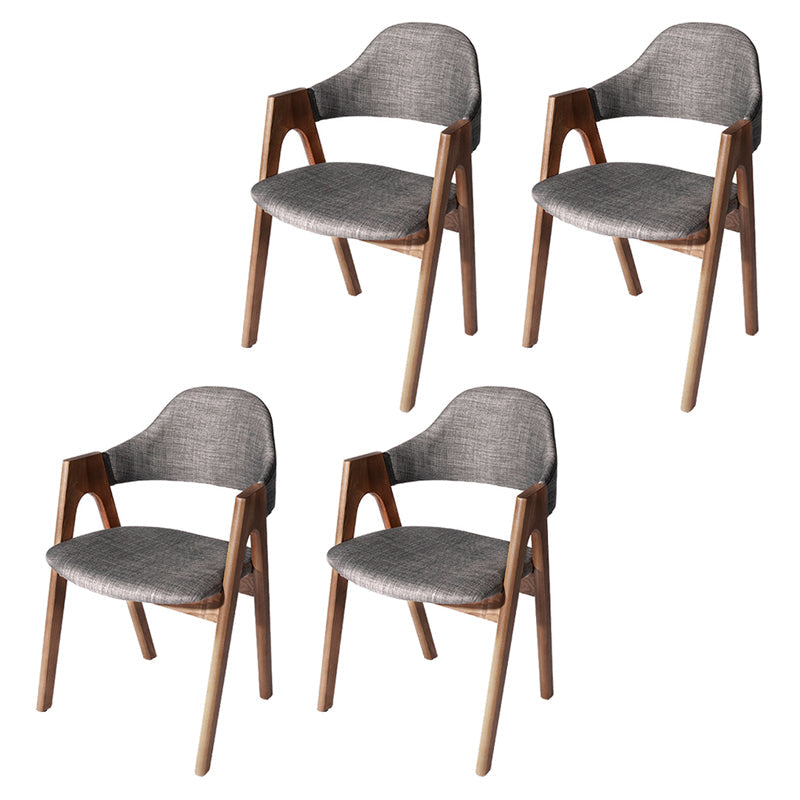 Scandinavian Study Room Open Back Arm Chair Upholstered Matte Finish Dining Chair Silver Gray 4 Piece Set Clearhalo ' kitchen&dining_furn' 'Dining Chairs' 'Dining Tables & Seating' 'dining_chair' 'furn' 'furn_dining_chair' 'Furniture' 'furniture_dining_chair' 'Kitchen & Dining Furniture' 'kitchen' 4261151