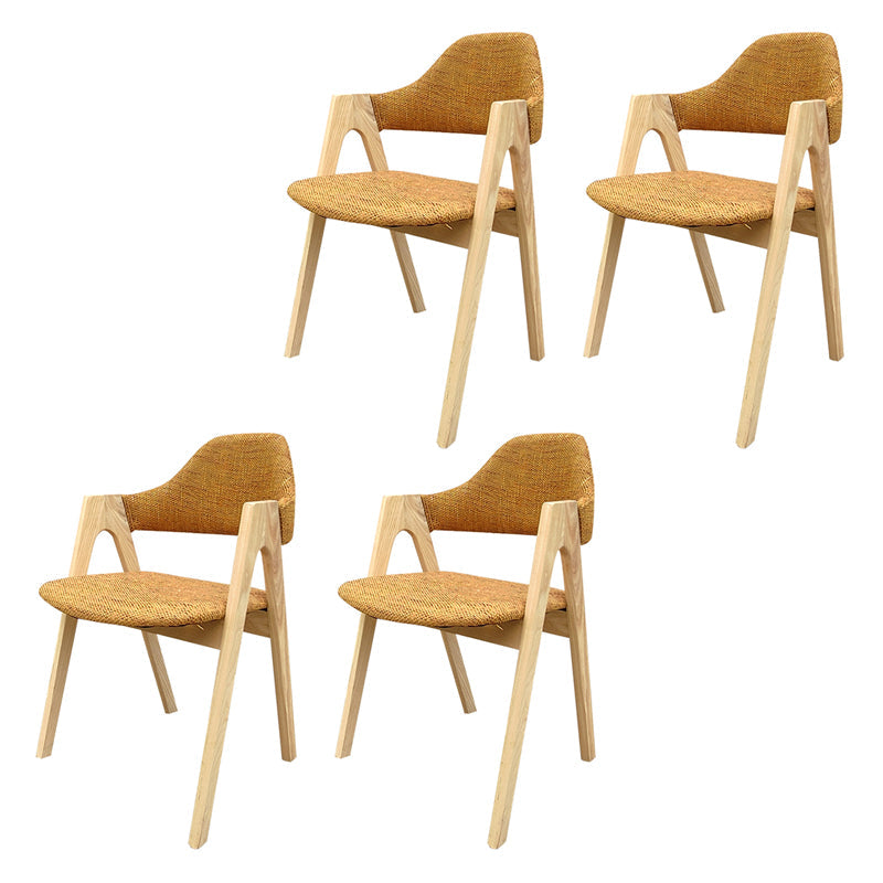 Scandinavian Study Room Open Back Arm Chair Upholstered Matte Finish Dining Chair Yellow 4 Piece Set Clearhalo ' kitchen&dining_furn' 'Dining Chairs' 'Dining Tables & Seating' 'dining_chair' 'furn' 'furn_dining_chair' 'Furniture' 'furniture_dining_chair' 'Kitchen & Dining Furniture' 'kitchen' 4261154