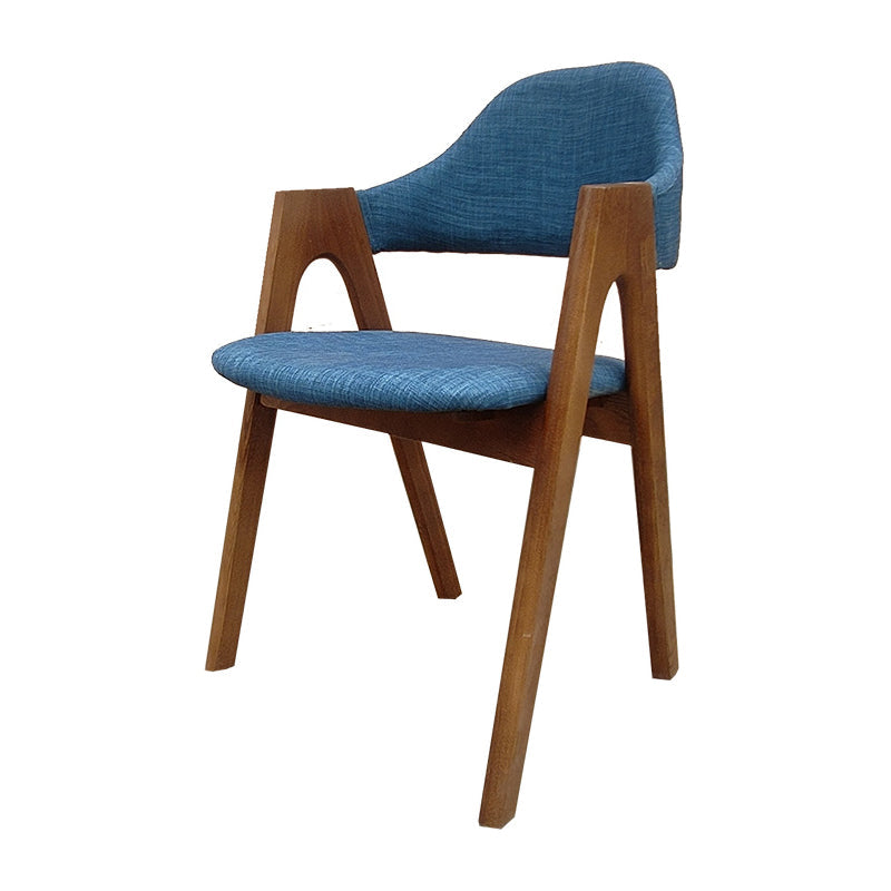 Scandinavian Study Room Open Back Arm Chair Upholstered Matte Finish Dining Chair Blue 1 Piece Clearhalo ' kitchen&dining_furn' 'Dining Chairs' 'Dining Tables & Seating' 'dining_chair' 'furn' 'furn_dining_chair' 'Furniture' 'furniture_dining_chair' 'Kitchen & Dining Furniture' 'kitchen' 4261161