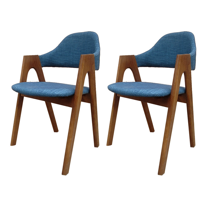 Scandinavian Study Room Open Back Arm Chair Upholstered Matte Finish Dining Chair Blue 2 Piece Set Clearhalo ' kitchen&dining_furn' 'Dining Chairs' 'Dining Tables & Seating' 'dining_chair' 'furn' 'furn_dining_chair' 'Furniture' 'furniture_dining_chair' 'Kitchen & Dining Furniture' 'kitchen' 4261162
