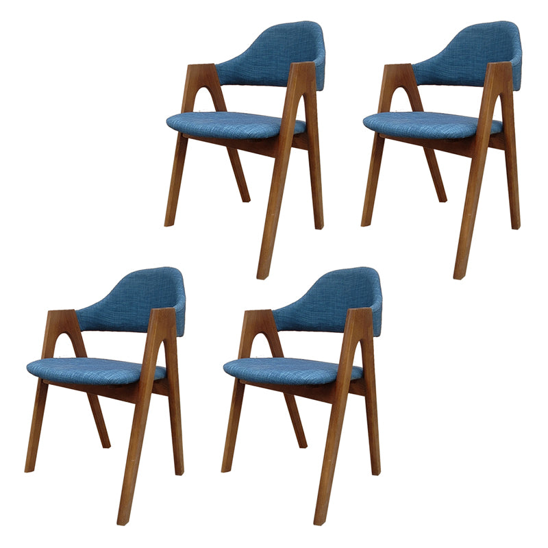 Scandinavian Study Room Open Back Arm Chair Upholstered Matte Finish Dining Chair Blue 4 Piece Set Clearhalo ' kitchen&dining_furn' 'Dining Chairs' 'Dining Tables & Seating' 'dining_chair' 'furn' 'furn_dining_chair' 'Furniture' 'furniture_dining_chair' 'Kitchen & Dining Furniture' 'kitchen' 4261163