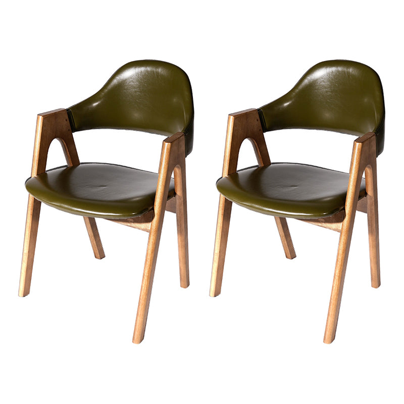 Scandinavian Study Room Open Back Arm Chair Upholstered Matte Finish Dining Chair Army Green 2 Piece Set Clearhalo ' kitchen&dining_furn' 'Dining Chairs' 'Dining Tables & Seating' 'dining_chair' 'furn' 'furn_dining_chair' 'Furniture' 'furniture_dining_chair' 'Kitchen & Dining Furniture' 'kitchen' 4261165