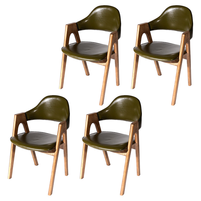 Scandinavian Study Room Open Back Arm Chair Upholstered Matte Finish Dining Chair Army Green 4 Piece Set Clearhalo ' kitchen&dining_furn' 'Dining Chairs' 'Dining Tables & Seating' 'dining_chair' 'furn' 'furn_dining_chair' 'Furniture' 'furniture_dining_chair' 'Kitchen & Dining Furniture' 'kitchen' 4261166