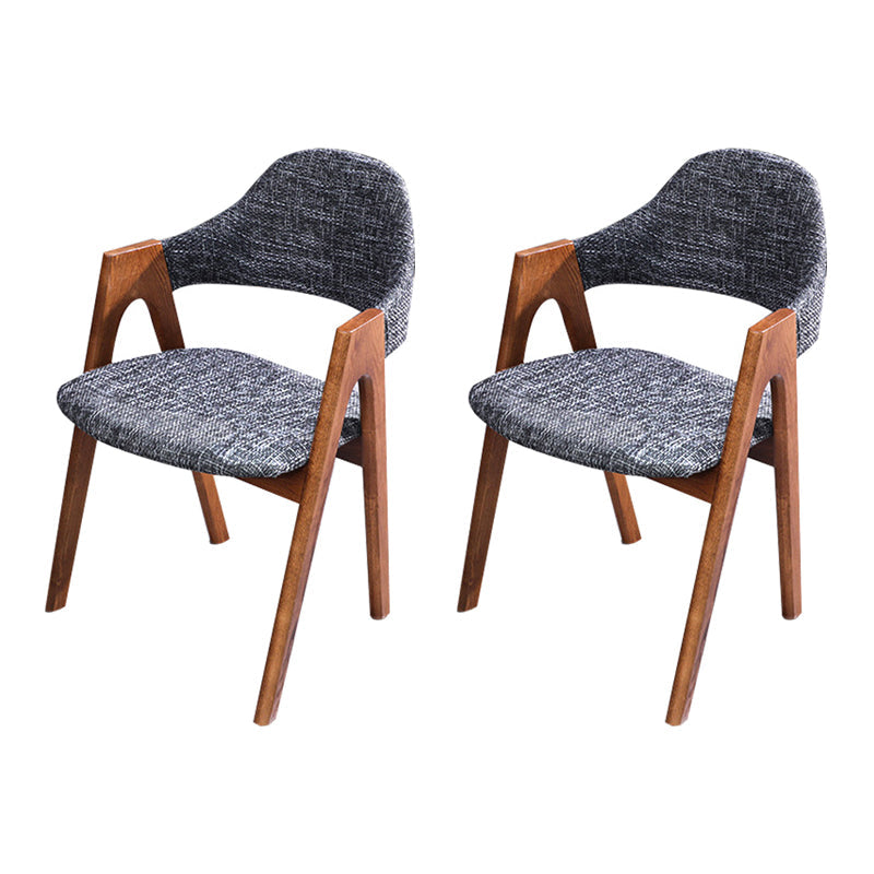 Scandinavian Study Room Open Back Arm Chair Upholstered Matte Finish Dining Chair Gray Black 2 Piece Set Clearhalo ' kitchen&dining_furn' 'Dining Chairs' 'Dining Tables & Seating' 'dining_chair' 'furn' 'furn_dining_chair' 'Furniture' 'furniture_dining_chair' 'Kitchen & Dining Furniture' 'kitchen' 4261167
