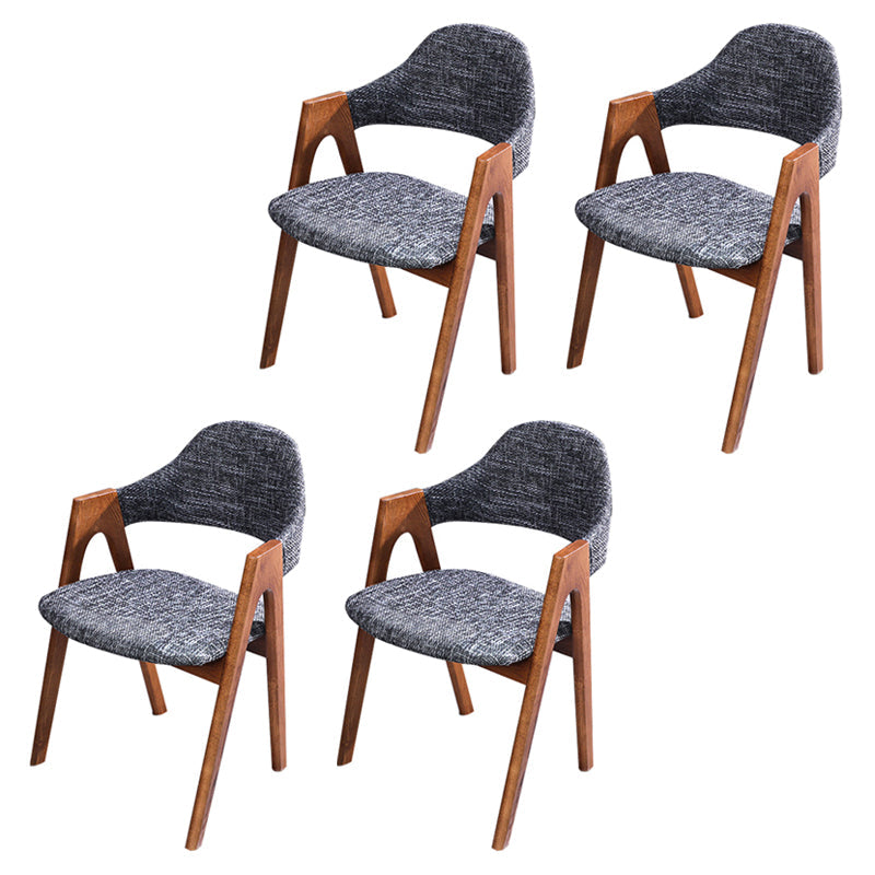 Scandinavian Study Room Open Back Arm Chair Upholstered Matte Finish Dining Chair Gray Black 4 Piece Set Clearhalo ' kitchen&dining_furn' 'Dining Chairs' 'Dining Tables & Seating' 'dining_chair' 'furn' 'furn_dining_chair' 'Furniture' 'furniture_dining_chair' 'Kitchen & Dining Furniture' 'kitchen' 4261168