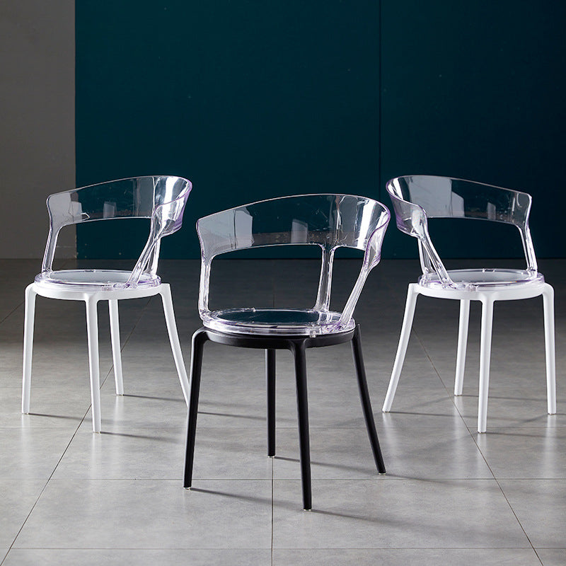 Contemporary Plastic Restaurant Side Chair Clear Open Back Dining Chair Clearhalo ' kitchen&dining_furn' 'Dining Chairs' 'Dining Tables & Seating' 'dining_chair' 'furn' 'furn_dining_chair' 'Furniture' 'furniture_dining_chair' 'Kitchen & Dining Furniture' 'kitchen' 4261186