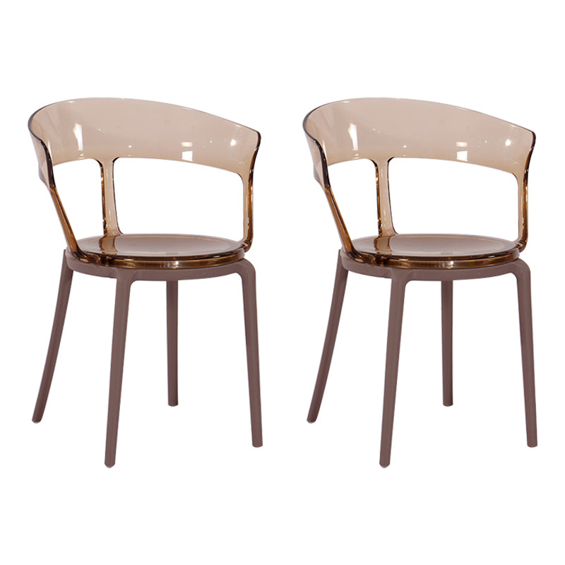 Contemporary Plastic Restaurant Side Chair Clear Open Back Dining Chair Gray-Clear 2 Piece Set Clearhalo ' kitchen&dining_furn' 'Dining Chairs' 'Dining Tables & Seating' 'dining_chair' 'furn' 'furn_dining_chair' 'Furniture' 'furniture_dining_chair' 'Kitchen & Dining Furniture' 'kitchen' 4261188