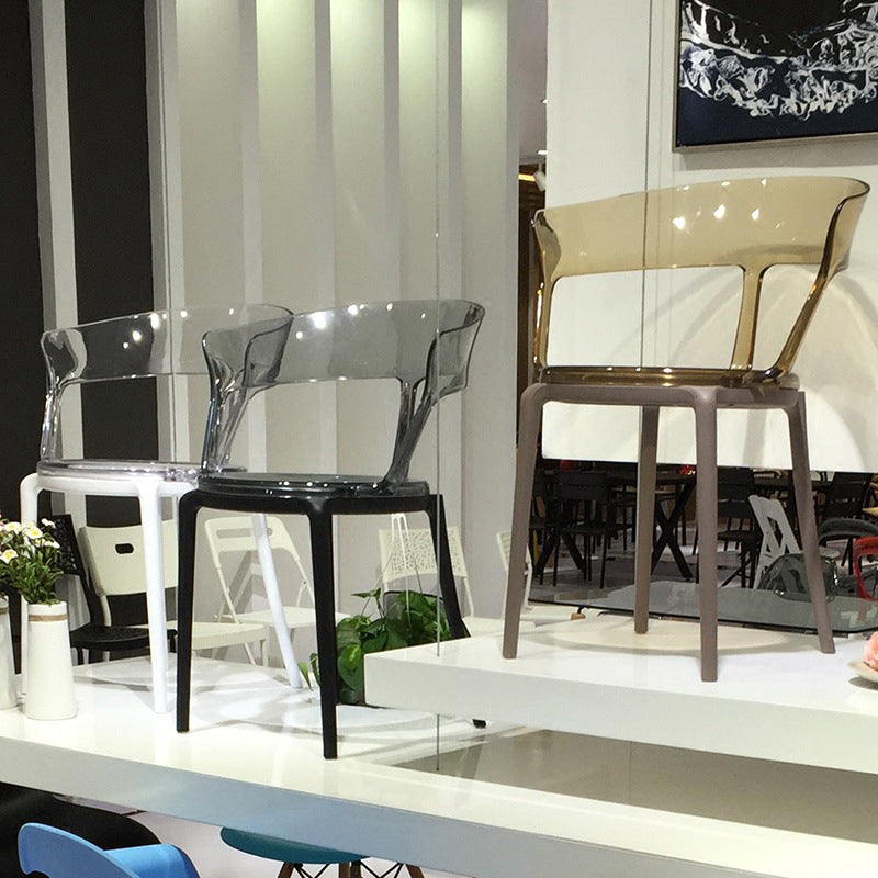 Contemporary Plastic Restaurant Side Chair Clear Open Back Dining Chair Clearhalo ' kitchen&dining_furn' 'Dining Chairs' 'Dining Tables & Seating' 'dining_chair' 'furn' 'furn_dining_chair' 'Furniture' 'furniture_dining_chair' 'Kitchen & Dining Furniture' 'kitchen' 4261191
