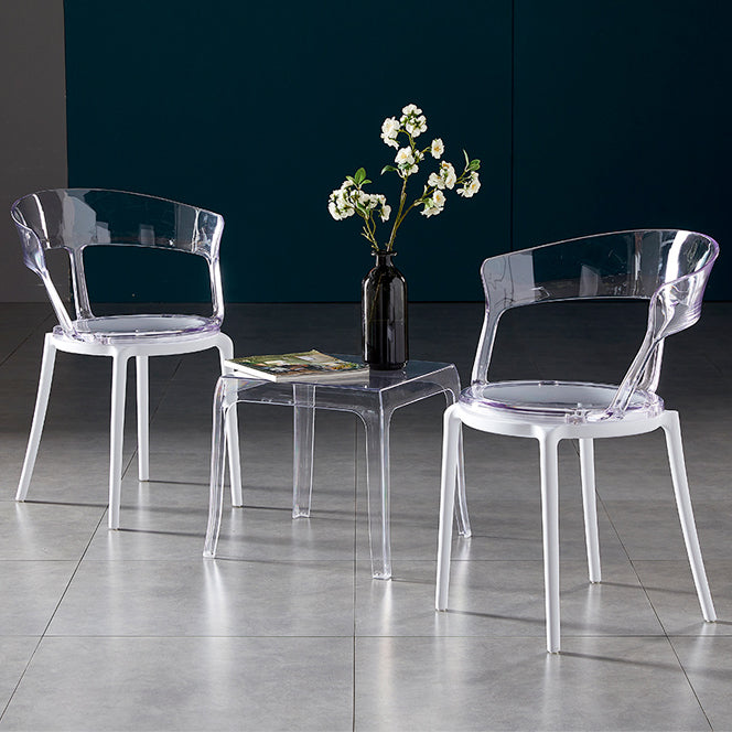 Contemporary Plastic Restaurant Side Chair Clear Open Back Dining Chair Clearhalo ' kitchen&dining_furn' 'Dining Chairs' 'Dining Tables & Seating' 'dining_chair' 'furn' 'furn_dining_chair' 'Furniture' 'furniture_dining_chair' 'Kitchen & Dining Furniture' 'kitchen' 4261201