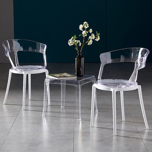 Contemporary Plastic Restaurant Side Chair Clear Open Back Dining Chair Clearhalo ' kitchen&dining_furn' 'Dining Chairs' 'Dining Tables & Seating' 'dining_chair' 'furn' 'furn_dining_chair' 'Furniture' 'furniture_dining_chair' 'Kitchen & Dining Furniture' 'kitchen' 4261201
