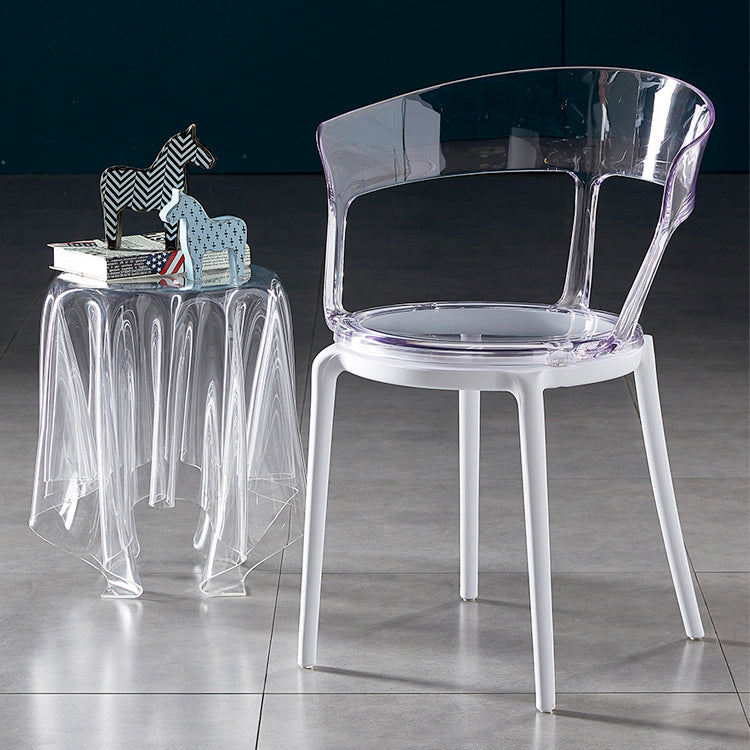 Contemporary Plastic Restaurant Side Chair Clear Open Back Dining Chair Clearhalo ' kitchen&dining_furn' 'Dining Chairs' 'Dining Tables & Seating' 'dining_chair' 'furn' 'furn_dining_chair' 'Furniture' 'furniture_dining_chair' 'Kitchen & Dining Furniture' 'kitchen' 4261202