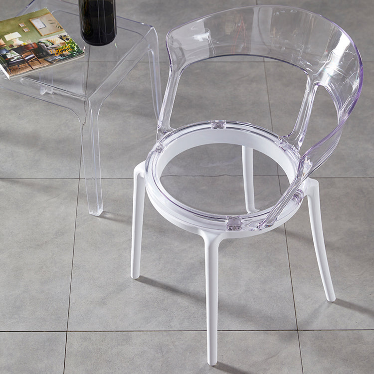 Contemporary Plastic Restaurant Side Chair Clear Open Back Dining Chair Clearhalo ' kitchen&dining_furn' 'Dining Chairs' 'Dining Tables & Seating' 'dining_chair' 'furn' 'furn_dining_chair' 'Furniture' 'furniture_dining_chair' 'Kitchen & Dining Furniture' 'kitchen' 4261203