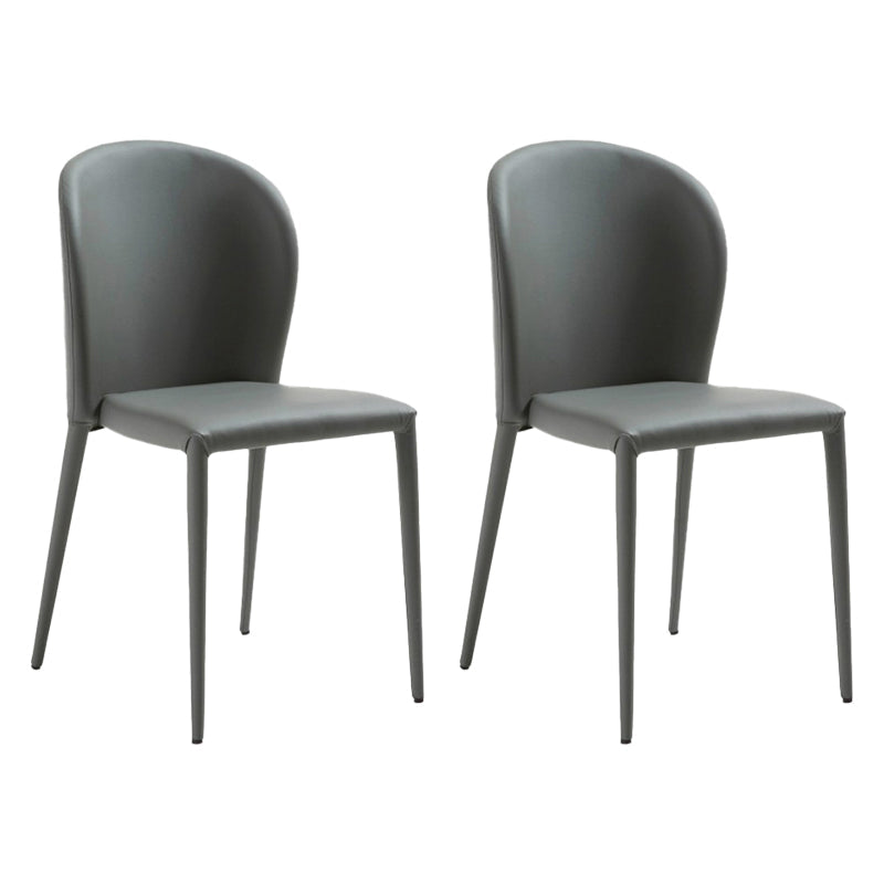 Contemporary Leather Conference Room Side Chair Wingback Dining Chair Dark Gray 2 Piece Set Clearhalo ' kitchen&dining_furn' 'Dining Chairs' 'Dining Tables & Seating' 'dining_chair' 'furn' 'furn_dining_chair' 'Furniture' 'furniture_dining_chair' 'Kitchen & Dining Furniture' 'kitchen' 4261218