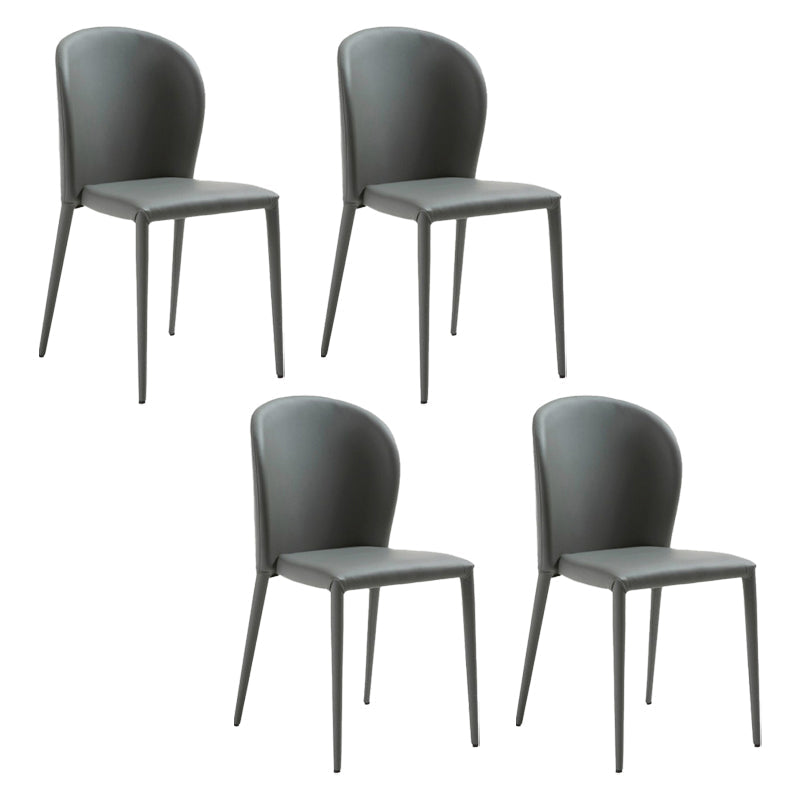 Contemporary Leather Conference Room Side Chair Wingback Dining Chair Dark Gray 4 Piece Set Clearhalo ' kitchen&dining_furn' 'Dining Chairs' 'Dining Tables & Seating' 'dining_chair' 'furn' 'furn_dining_chair' 'Furniture' 'furniture_dining_chair' 'Kitchen & Dining Furniture' 'kitchen' 4261219