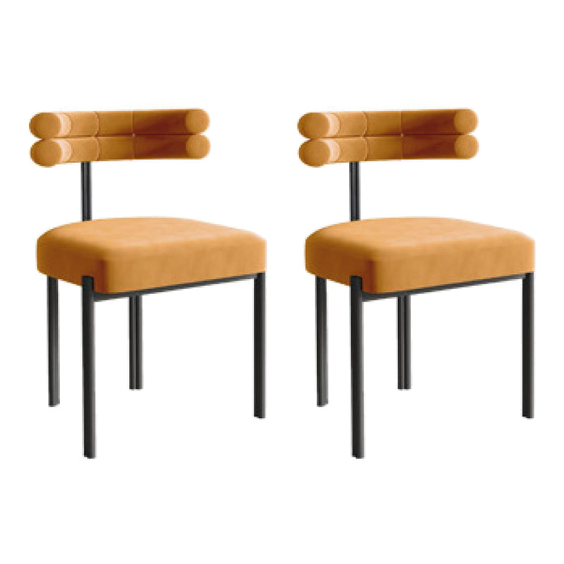 Contemporary Velvet Armless Side Chair Matte Finish Open Back Dining Chair Orange 2 Piece Set Clearhalo ' kitchen&dining_furn' 'Dining Chairs' 'Dining Tables & Seating' 'dining_chair' 'furn' 'furn_dining_chair' 'Furniture' 'furniture_dining_chair' 'Kitchen & Dining Furniture' 'kitchen' 4261229