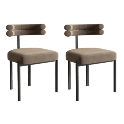 Contemporary Velvet Armless Side Chair Matte Finish Open Back Dining Chair Khaki 2 Piece Set Clearhalo ' kitchen&dining_furn' 'Dining Chairs' 'Dining Tables & Seating' 'dining_chair' 'furn' 'furn_dining_chair' 'Furniture' 'furniture_dining_chair' 'Kitchen & Dining Furniture' 'kitchen' 4261231