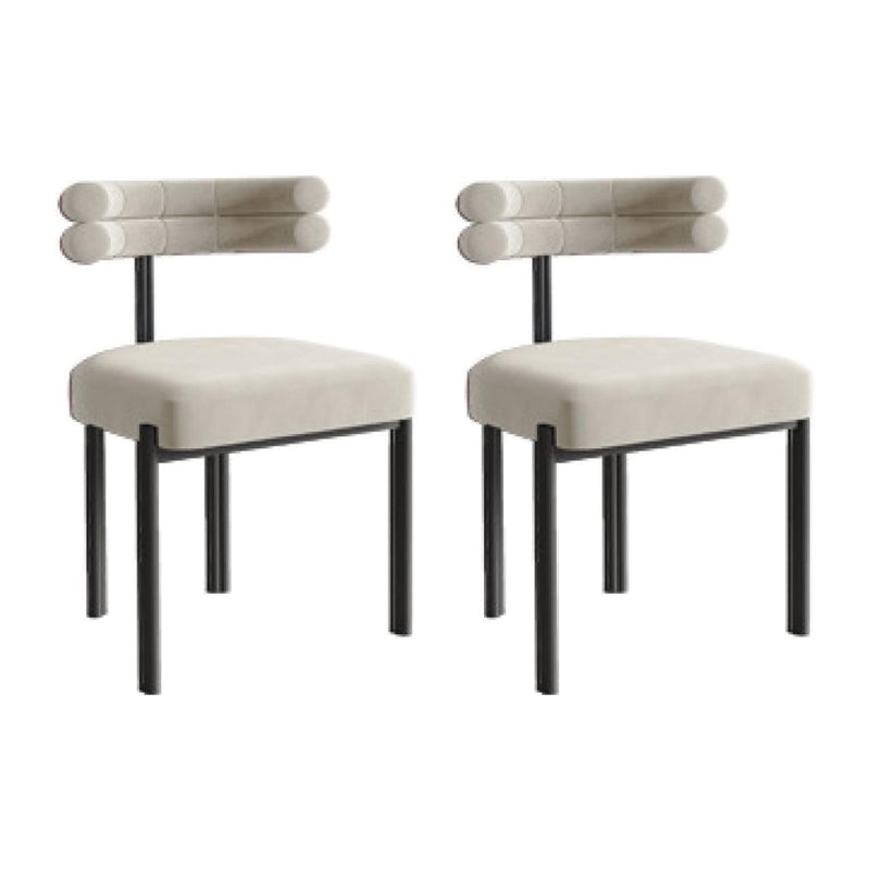 Contemporary Velvet Armless Side Chair Matte Finish Open Back Dining Chair Off-White 2 Piece Set Clearhalo ' kitchen&dining_furn' 'Dining Chairs' 'Dining Tables & Seating' 'dining_chair' 'furn' 'furn_dining_chair' 'Furniture' 'furniture_dining_chair' 'Kitchen & Dining Furniture' 'kitchen' 4261233