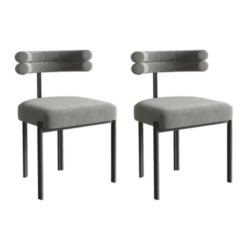 Contemporary Velvet Armless Side Chair Matte Finish Open Back Dining Chair Grey 2 Piece Set Clearhalo ' kitchen&dining_furn' 'Dining Chairs' 'Dining Tables & Seating' 'dining_chair' 'furn' 'furn_dining_chair' 'Furniture' 'furniture_dining_chair' 'Kitchen & Dining Furniture' 'kitchen' 4261235