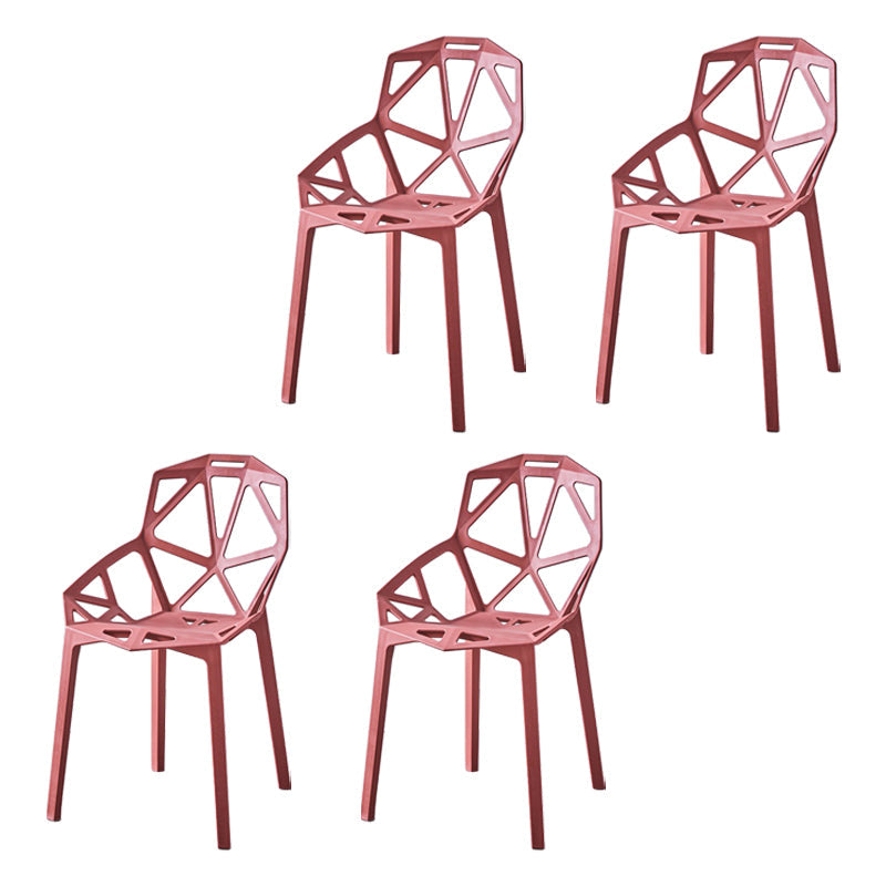 Contemporary Plastic Dining Side Chair Matte Finish Cross Back Dining Chair Crimson 4 Piece Set Clearhalo ' kitchen&dining_furn' 'Dining Chairs' 'Dining Tables & Seating' 'dining_chair' 'furn' 'furn_dining_chair' 'Furniture' 'furniture_dining_chair' 'Kitchen & Dining Furniture' 'kitchen' 4261249