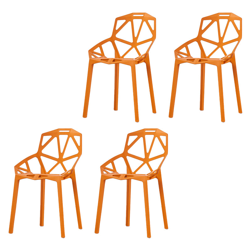 Contemporary Plastic Dining Side Chair Matte Finish Cross Back Dining Chair Orange 4 Piece Set Clearhalo ' kitchen&dining_furn' 'Dining Chairs' 'Dining Tables & Seating' 'dining_chair' 'furn' 'furn_dining_chair' 'Furniture' 'furniture_dining_chair' 'Kitchen & Dining Furniture' 'kitchen' 4261254