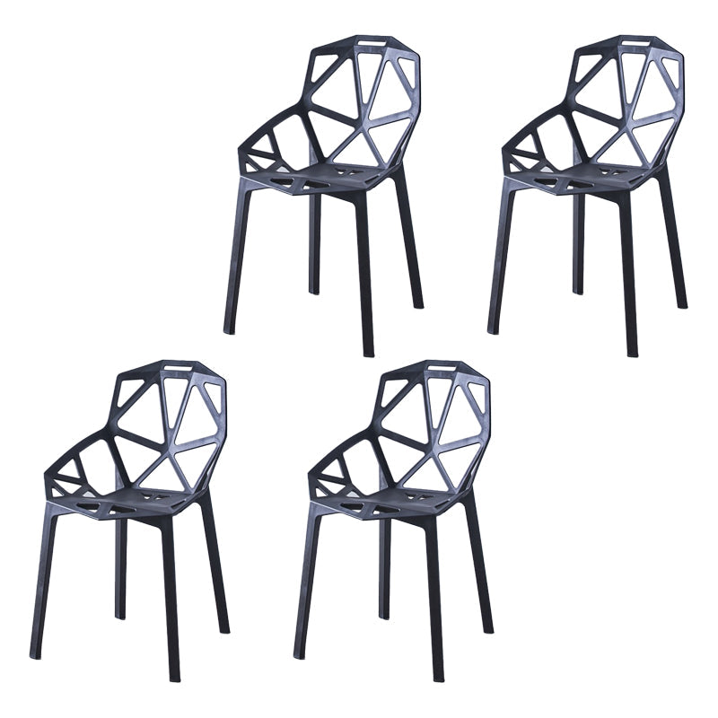 Contemporary Plastic Dining Side Chair Matte Finish Cross Back Dining Chair Black 4 Piece Set Clearhalo ' kitchen&dining_furn' 'Dining Chairs' 'Dining Tables & Seating' 'dining_chair' 'furn' 'furn_dining_chair' 'Furniture' 'furniture_dining_chair' 'Kitchen & Dining Furniture' 'kitchen' 4261256