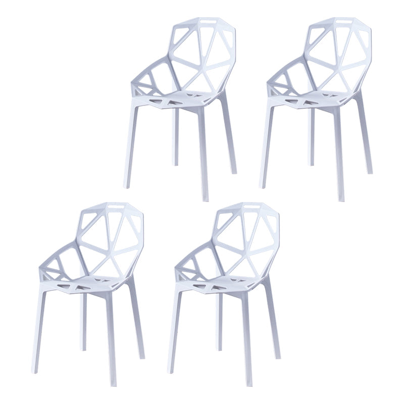 Contemporary Plastic Dining Side Chair Matte Finish Cross Back Dining Chair White 4 Piece Set Clearhalo ' kitchen&dining_furn' 'Dining Chairs' 'Dining Tables & Seating' 'dining_chair' 'furn' 'furn_dining_chair' 'Furniture' 'furniture_dining_chair' 'Kitchen & Dining Furniture' 'kitchen' 4261258