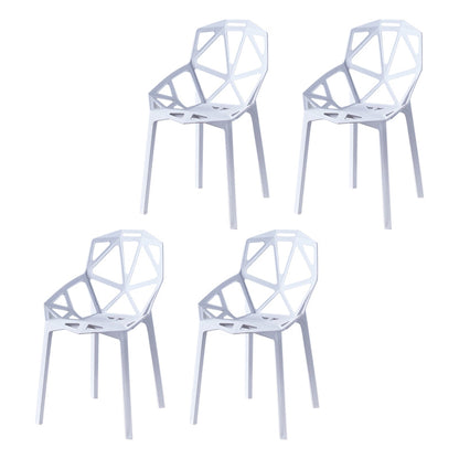 Contemporary Plastic Dining Side Chair Matte Finish Cross Back Dining Chair White 4 Piece Set Clearhalo ' kitchen&dining_furn' 'Dining Chairs' 'Dining Tables & Seating' 'dining_chair' 'furn' 'furn_dining_chair' 'Furniture' 'furniture_dining_chair' 'Kitchen & Dining Furniture' 'kitchen' 4261258