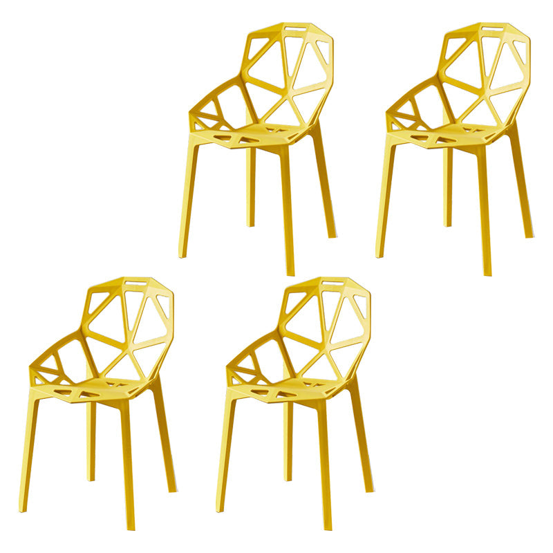 Contemporary Plastic Dining Side Chair Matte Finish Cross Back Dining Chair Yellow 4 Piece Set Clearhalo ' kitchen&dining_furn' 'Dining Chairs' 'Dining Tables & Seating' 'dining_chair' 'furn' 'furn_dining_chair' 'Furniture' 'furniture_dining_chair' 'Kitchen & Dining Furniture' 'kitchen' 4261260