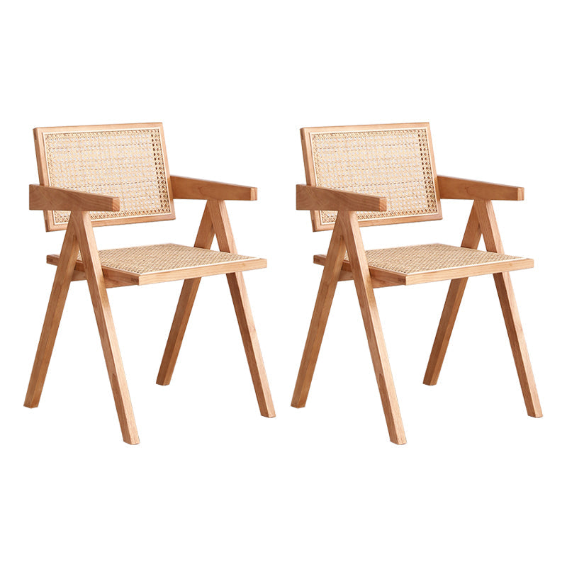 Modern Wood Dining Room Chair Arm Rattan Dining Chairs for Restaurant Use Natural 2 Piece Set Clearhalo ' kitchen&dining_furn' 'Dining Chairs' 'Dining Tables & Seating' 'dining_chair' 'furn' 'furn_dining_chair' 'Furniture' 'furniture_dining_chair' 'Kitchen & Dining Furniture' 'kitchen' 4261272