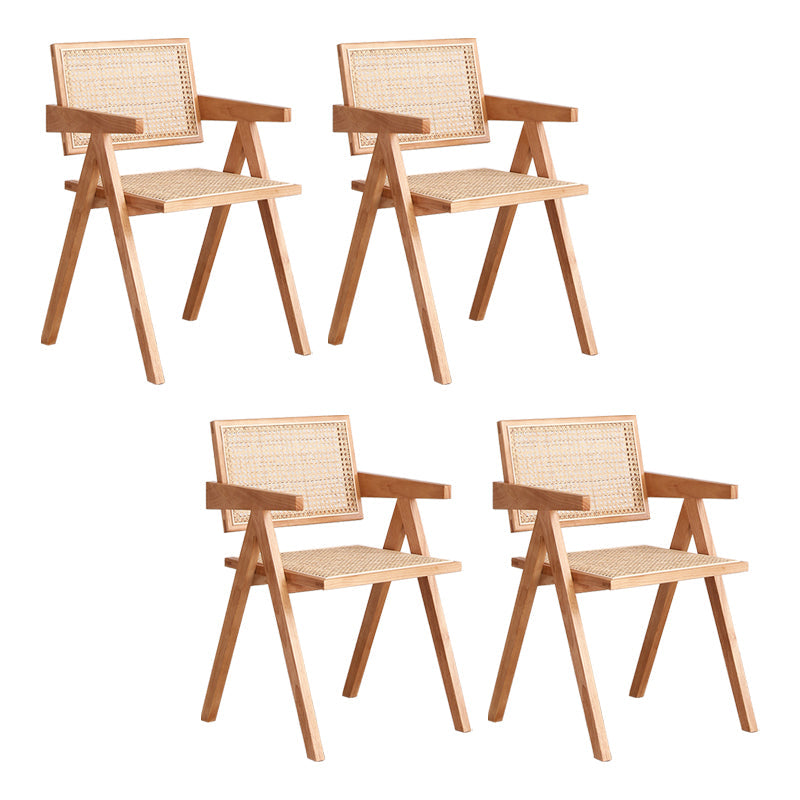 Modern Wood Dining Room Chair Arm Rattan Dining Chairs for Restaurant Use Natural 4 Piece Set Clearhalo ' kitchen&dining_furn' 'Dining Chairs' 'Dining Tables & Seating' 'dining_chair' 'furn' 'furn_dining_chair' 'Furniture' 'furniture_dining_chair' 'Kitchen & Dining Furniture' 'kitchen' 4261273