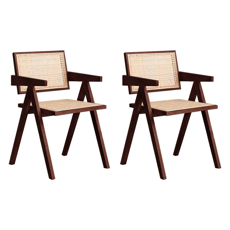 Modern Wood Dining Room Chair Arm Rattan Dining Chairs for Restaurant Use Walnut 2 Piece Set Clearhalo ' kitchen&dining_furn' 'Dining Chairs' 'Dining Tables & Seating' 'dining_chair' 'furn' 'furn_dining_chair' 'Furniture' 'furniture_dining_chair' 'Kitchen & Dining Furniture' 'kitchen' 4261277