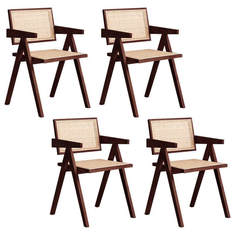 Modern Wood Dining Room Chair Arm Rattan Dining Chairs for Restaurant Use Walnut 4 Piece Set Clearhalo ' kitchen&dining_furn' 'Dining Chairs' 'Dining Tables & Seating' 'dining_chair' 'furn' 'furn_dining_chair' 'Furniture' 'furniture_dining_chair' 'Kitchen & Dining Furniture' 'kitchen' 4261279