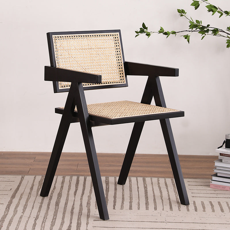 Modern Wood Dining Room Chair Arm Rattan Dining Chairs for Restaurant Use Black 1 Piece Clearhalo ' kitchen&dining_furn' 'Dining Chairs' 'Dining Tables & Seating' 'dining_chair' 'furn' 'furn_dining_chair' 'Furniture' 'furniture_dining_chair' 'Kitchen & Dining Furniture' 'kitchen' 4261281