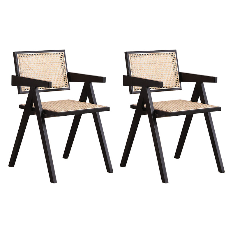 Modern Wood Dining Room Chair Arm Rattan Dining Chairs for Restaurant Use Black 2 Piece Set Clearhalo ' kitchen&dining_furn' 'Dining Chairs' 'Dining Tables & Seating' 'dining_chair' 'furn' 'furn_dining_chair' 'Furniture' 'furniture_dining_chair' 'Kitchen & Dining Furniture' 'kitchen' 4261283