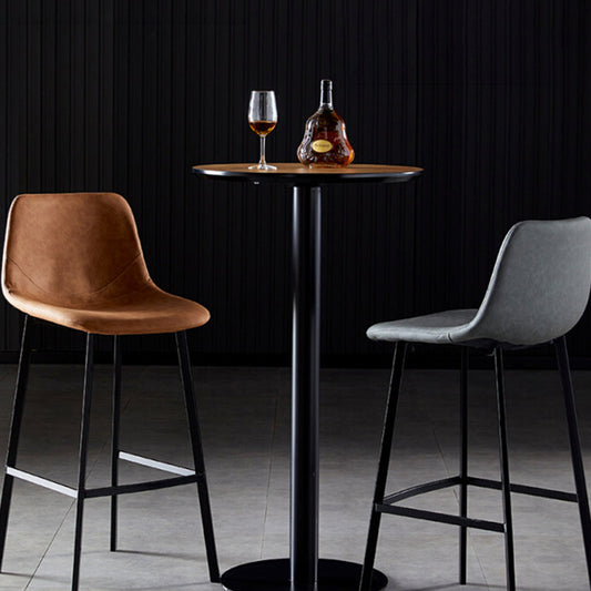 Modern Armless Backrest Counter Stool Iron Household Bar Stool with Leather Cushion Clearhalo 'Bar Furniture' 'Bar Stools' 'bar_stools' 'furn' 'furn_bar_stools' 'furniture_bar_stools' 'Kitchen & Dining Furniture' 'kitchen&dining_furn' 'kitchen' 'kitchen_furn' Furniture' 4263120