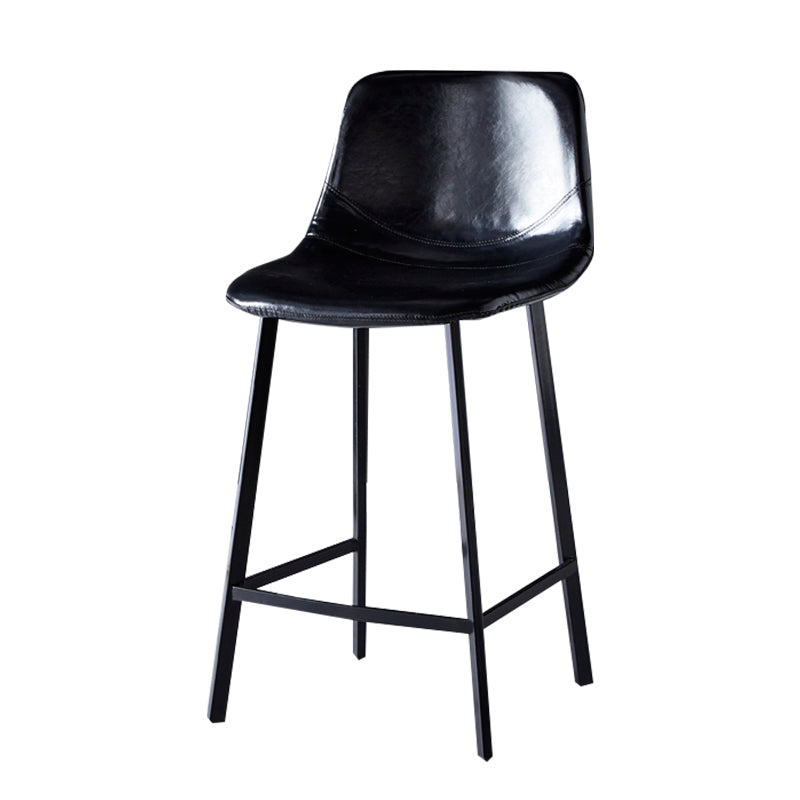 Modern Armless Backrest Counter Stool Iron Household Bar Stool with Leather Cushion Gloss Black 1 Piece Counter Stool(26"H) Clearhalo 'Bar Furniture' 'Bar Stools' 'bar_stools' 'furn' 'furn_bar_stools' 'furniture_bar_stools' 'Kitchen & Dining Furniture' 'kitchen&dining_furn' 'kitchen' 'kitchen_furn' Furniture' 4263121