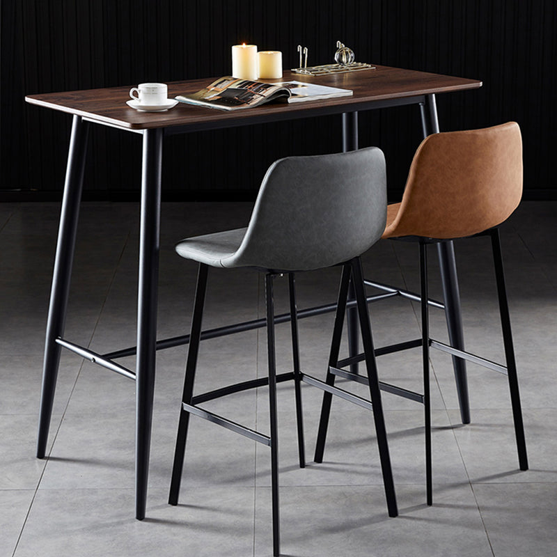 Modern Armless Backrest Counter Stool Iron Household Bar Stool with Leather Cushion Clearhalo 'Bar Furniture' 'Bar Stools' 'bar_stools' 'furn' 'furn_bar_stools' 'furniture_bar_stools' 'Kitchen & Dining Furniture' 'kitchen&dining_furn' 'kitchen' 'kitchen_furn' Furniture' 4263123