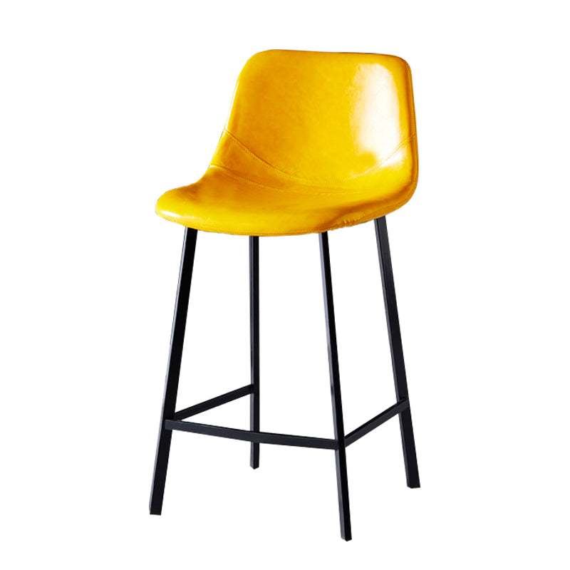 Modern Armless Backrest Counter Stool Iron Household Bar Stool with Leather Cushion Yellow 1 Piece Counter Stool(26"H) Clearhalo 'Bar Furniture' 'Bar Stools' 'bar_stools' 'furn' 'furn_bar_stools' 'furniture_bar_stools' 'Kitchen & Dining Furniture' 'kitchen&dining_furn' 'kitchen' 'kitchen_furn' Furniture' 4263132