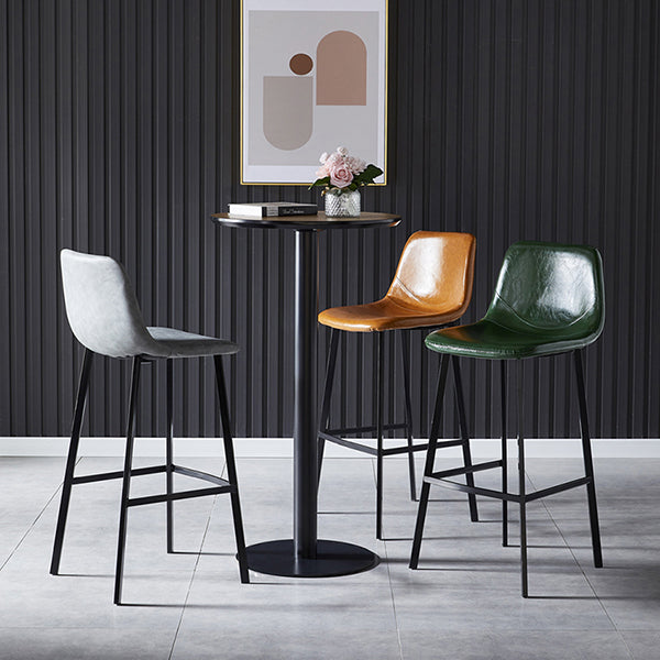 Modern Armless Backrest Counter Stool Iron Household Bar Stool with Leather Cushion Clearhalo 'Bar Furniture' 'Bar Stools' 'bar_stools' 'furn' 'furn_bar_stools' 'furniture_bar_stools' 'Kitchen & Dining Furniture' 'kitchen&dining_furn' 'kitchen' 'kitchen_furn' Furniture' 4263138
