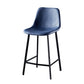 Modern Armless Backrest Counter Stool Iron Household Bar Stool with Leather Cushion Royal Blue 1 Piece Counter Stool(26"H) Clearhalo 'Bar Furniture' 'Bar Stools' 'bar_stools' 'furn' 'furn_bar_stools' 'furniture_bar_stools' 'Kitchen & Dining Furniture' 'kitchen&dining_furn' 'kitchen' 'kitchen_furn' Furniture' 4263141