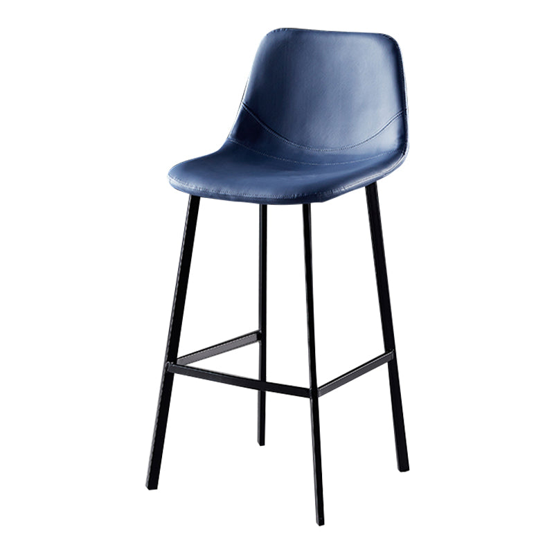 Modern Armless Backrest Counter Stool Iron Household Bar Stool with Leather Cushion Royal Blue 1 Piece Bar Stool(30"H) Clearhalo 'Bar Furniture' 'Bar Stools' 'bar_stools' 'furn' 'furn_bar_stools' 'furniture_bar_stools' 'Kitchen & Dining Furniture' 'kitchen&dining_furn' 'kitchen' 'kitchen_furn' Furniture' 4263142