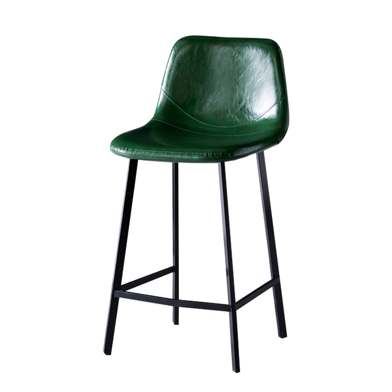 Modern Armless Backrest Counter Stool Iron Household Bar Stool with Leather Cushion Blackish Green 1 Piece Counter Stool(26"H) Clearhalo 'Bar Furniture' 'Bar Stools' 'bar_stools' 'furn' 'furn_bar_stools' 'furniture_bar_stools' 'Kitchen & Dining Furniture' 'kitchen&dining_furn' 'kitchen' 'kitchen_furn' Furniture' 4263151