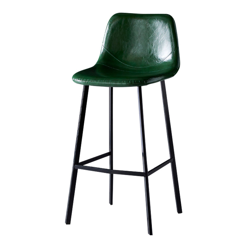 Modern Armless Backrest Counter Stool Iron Household Bar Stool with Leather Cushion Blackish Green 1 Piece Bar Stool(30"H) Clearhalo 'Bar Furniture' 'Bar Stools' 'bar_stools' 'furn' 'furn_bar_stools' 'furniture_bar_stools' 'Kitchen & Dining Furniture' 'kitchen&dining_furn' 'kitchen' 'kitchen_furn' Furniture' 4263152