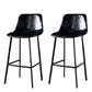 Modern Armless Backrest Counter Stool Iron Household Bar Stool with Leather Cushion Gloss Black 2 Piece Set Bar Stool(30"H) Clearhalo 'Bar Furniture' 'Bar Stools' 'bar_stools' 'furn' 'furn_bar_stools' 'furniture_bar_stools' 'Kitchen & Dining Furniture' 'kitchen&dining_furn' 'kitchen' 'kitchen_furn' Furniture' 4263158