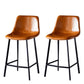 Modern Armless Backrest Counter Stool Iron Household Bar Stool with Leather Cushion Light Brown 2 Piece Set Counter Stool(26"H) Clearhalo 'Bar Furniture' 'Bar Stools' 'bar_stools' 'furn' 'furn_bar_stools' 'furniture_bar_stools' 'Kitchen & Dining Furniture' 'kitchen&dining_furn' 'kitchen' 'kitchen_furn' Furniture' 4263159