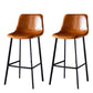 Modern Armless Backrest Counter Stool Iron Household Bar Stool with Leather Cushion Light Brown 2 Piece Set Bar Stool(30"H) Clearhalo 'Bar Furniture' 'Bar Stools' 'bar_stools' 'furn' 'furn_bar_stools' 'furniture_bar_stools' 'Kitchen & Dining Furniture' 'kitchen&dining_furn' 'kitchen' 'kitchen_furn' Furniture' 4263160