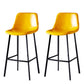Modern Armless Backrest Counter Stool Iron Household Bar Stool with Leather Cushion Yellow 2 Piece Set Bar Stool(30"H) Clearhalo 'Bar Furniture' 'Bar Stools' 'bar_stools' 'furn' 'furn_bar_stools' 'furniture_bar_stools' 'Kitchen & Dining Furniture' 'kitchen&dining_furn' 'kitchen' 'kitchen_furn' Furniture' 4263164