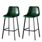 Modern Armless Backrest Counter Stool Iron Household Bar Stool with Leather Cushion Blackish Green 2 Piece Set Bar Stool(30"H) Clearhalo 'Bar Furniture' 'Bar Stools' 'bar_stools' 'furn' 'furn_bar_stools' 'furniture_bar_stools' 'Kitchen & Dining Furniture' 'kitchen&dining_furn' 'kitchen' 'kitchen_furn' Furniture' 4263178